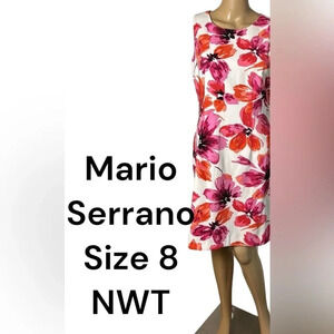MARIO SERRANI dress, women size 8 . Multicolor, floral,sleeveless, back zip ,NWT